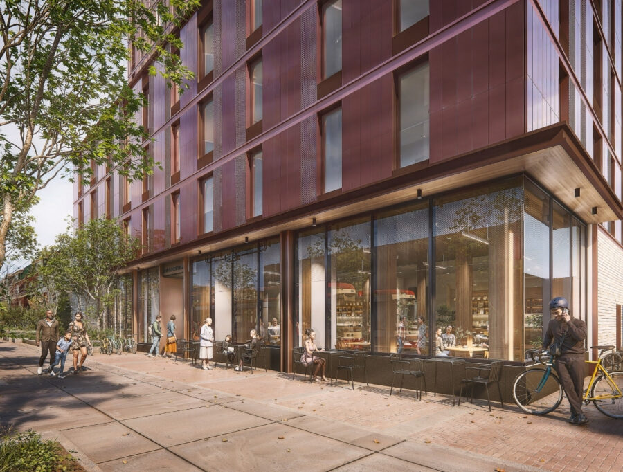 Close-up render of ground floor of 1113-1125 Dundas Street West