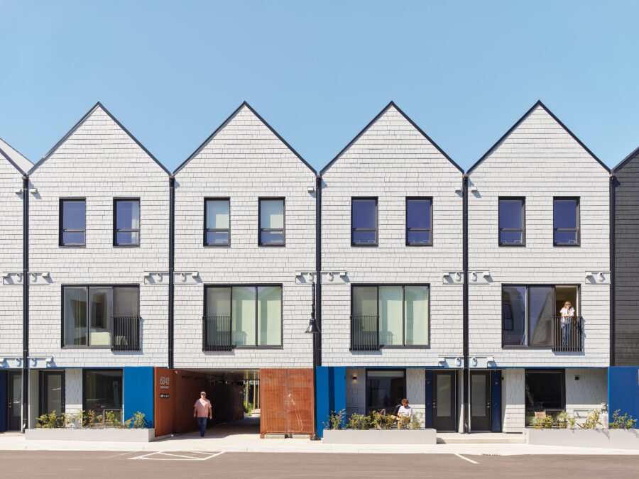 The Granary at Southlands, townhomes image of front facades from street level