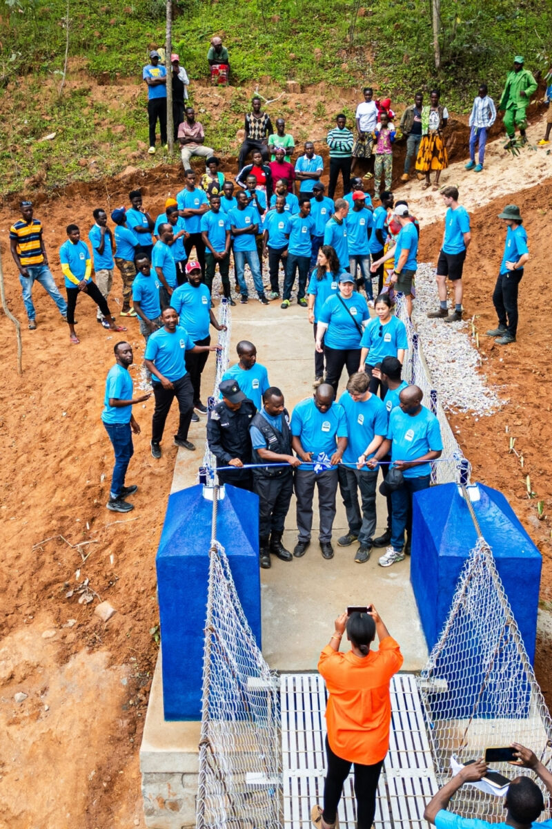 Bridges to Prosperity Ngayake Trail Bridge Build, the community celebrating the completed bridge