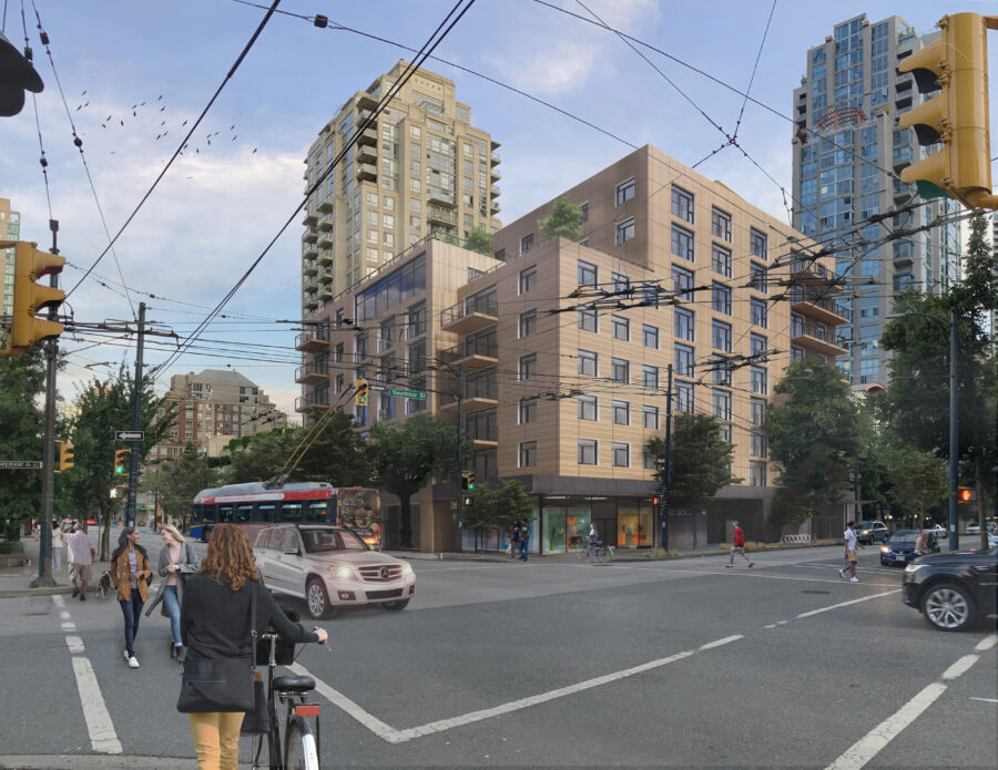 Exterior render of 1220 Seymour from the main intersection